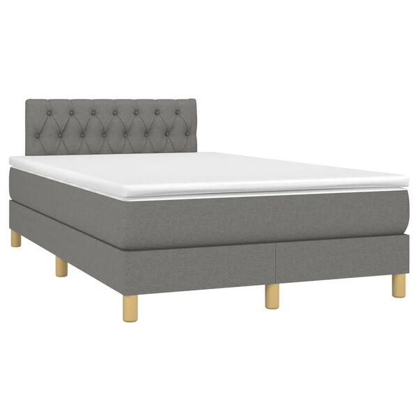 vidaXL Sommier &agrave; lattes de lit avec matelas gris fonc&eacute; 120x190cm tissu