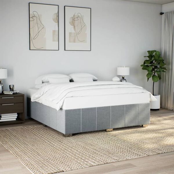 vidaXL Cadre de lit sans matelas gris clair 200x200 cm tissu