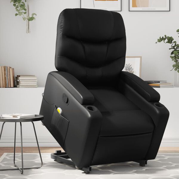 vidaXL Fauteuil inclinable de massage Noir Similicuir