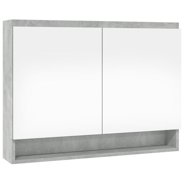 vidaXL Armoire &agrave; miroir de salle de bain 80x15x60 cm MDF Gris b&eacute;ton