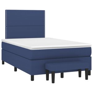 vidaXL Sommier &agrave; lattes de lit avec matelas bleu 120x190 cm tissu