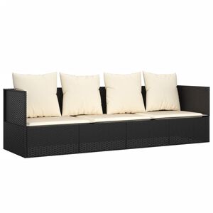 vidaXL Lit de salon d'ext&eacute;rieur avec coussins Noir R&eacute;sine tress&eacute;e