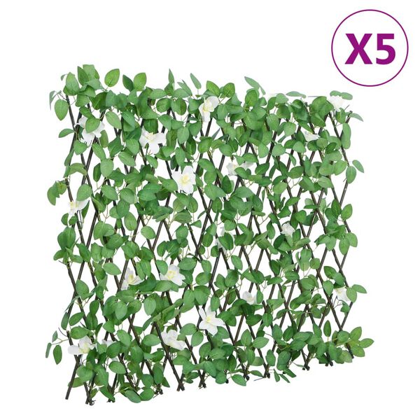 vidaXL Treillis de lierre artificiel extensible vert 5 pcs 186x30 cm