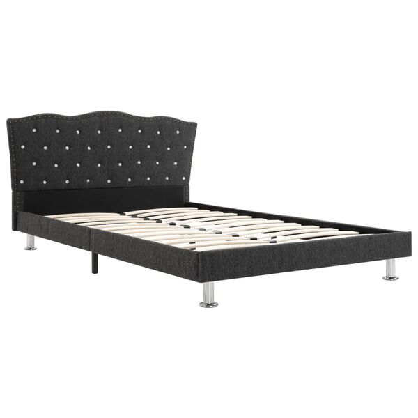 vidaXL Lit avec matelas Gris fonc&eacute; Tissu 140x200 cm