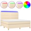 vidaXL Sommier &agrave; lattes de lit et matelas et LED Cr&egrave;me 180x200cm Tissu