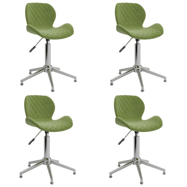 vidaXL Chaises pivotantes &agrave; manger lot de 4 vert clair velours