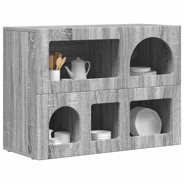 vidaXL Buffet Gris Sonoma 80,5 x 35 x 59 cm Bois d'ing&eacute;nierie