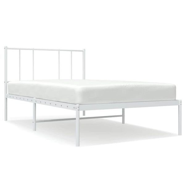 vidaXL Cadre de lit m&eacute;tal sans matelas avec t&ecirc;te de lit blanc 80x200cm