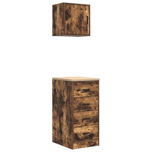 vidaXL Armoires de garage 2 pcs ch&ecirc;ne fum&eacute; bois d'ing&eacute;nierie