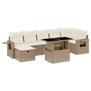 vidaXL Salon de jardin avec coussins 8 pcs beige r&eacute;sine tress&eacute;e