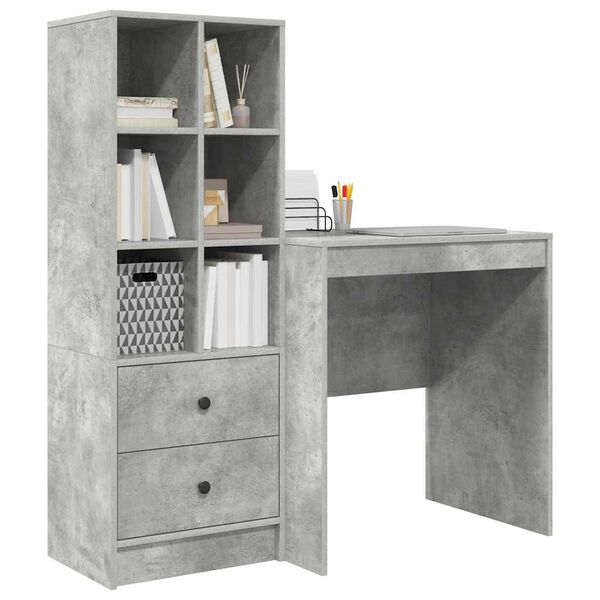 vidaXL Bureau avec tiroir 2 pcs Gris b&eacute;ton