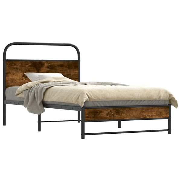 vidaXL Cadre de lit sans matelas 100x200 cm ch&ecirc;ne fum&eacute; bois ing&eacute;nierie