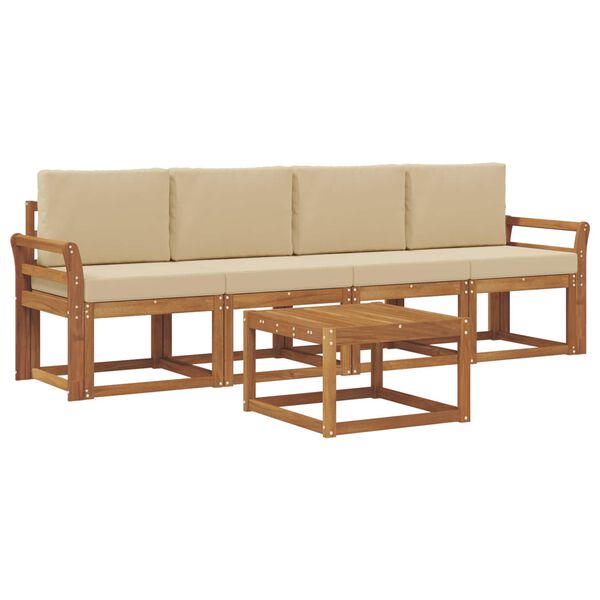 vidaXL Ensemble de canap&eacute;s d'ext&eacute;rieur 5 pcs Naturel et Beige