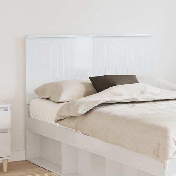 vidaXL T&ecirc;te de lit Blanc Brillant 135 cm Bois d'ing&eacute;nierie