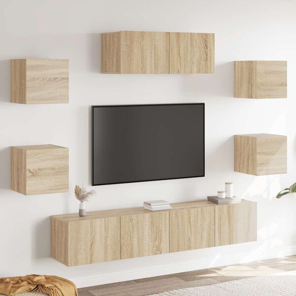 vidaXL Ensemble de meubles TV 7 pcs Chêne sonoma Bois d'ingénierie