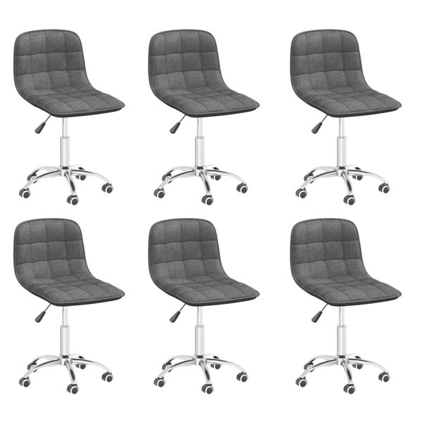 vidaXL Chaises pivotantes &agrave; manger lot de 6 Gris clair Tissu