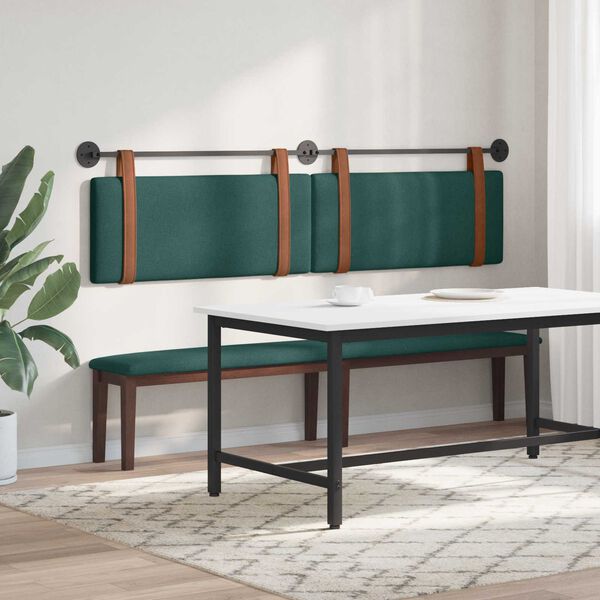 vidaXL T&ecirc;te de lit suspendue Uni Vert fonc&eacute; 210 x 55 x 5 cm PU antique