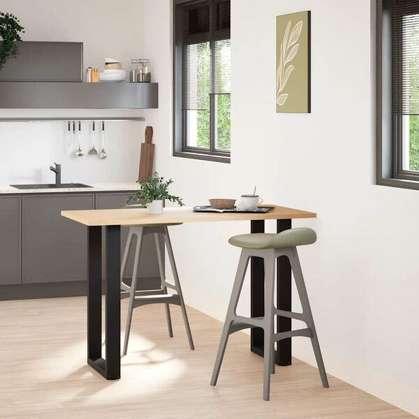 vidaXL Pieds de table de bar en U, 2 pi&egrave;ces, noir, 50 x 90-91 cm, acier