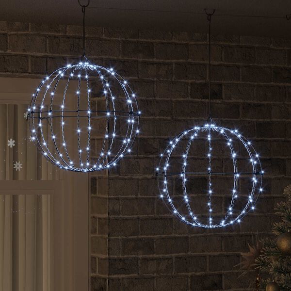 vidaXL Boule avec 192 LED 2 pcs Blanc froid 40,5 x 40,5 x 42 cm M&eacute;tal