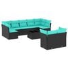 vidaXL Salon de jardin 10 pcs avec coussins noir r&eacute;sine tress&eacute;e