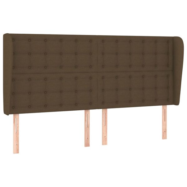 vidaXL T&ecirc;te de lit avec oreilles Marron fonc&eacute; 203x23x118/128 cm Tissu