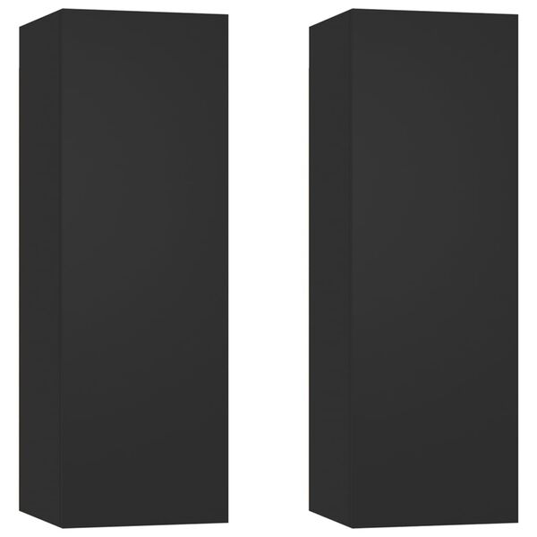 vidaXL Meubles TV 2 pcs Noir 30,5x30x90 cm Bois d&rsquo;ing&eacute;nierie