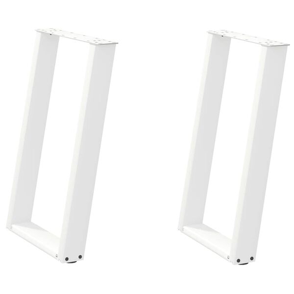 vidaXL Pieds de table &agrave; manger en U, 2 pi&egrave;ces, blanc, 50 x (72-73) cm, acier
