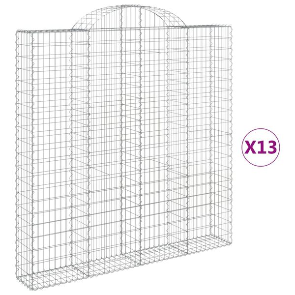 vidaXL Paniers &agrave; gabions arqu&eacute;s 13 pcs 200x30x200/220 cm fer galvanis&eacute;