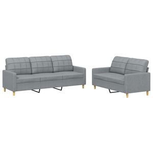 vidaXL Ensemble de canap&eacute;s 2 pcs avec coussins Gris clair Tissu
