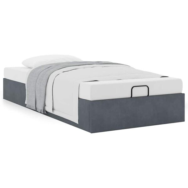 vidaXL Cadre de lit ottoman sans matelas gris fonc&eacute; 90x190 cm velours