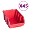 vidaXL Kit de bacs de stockage et panneaux muraux 96 pcs Rouge et noir