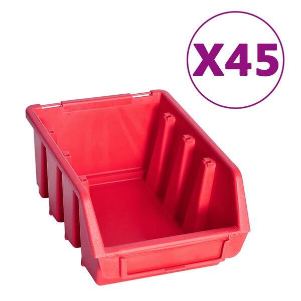 vidaXL Kit de bacs de stockage et panneaux muraux 96 pcs Rouge et noir