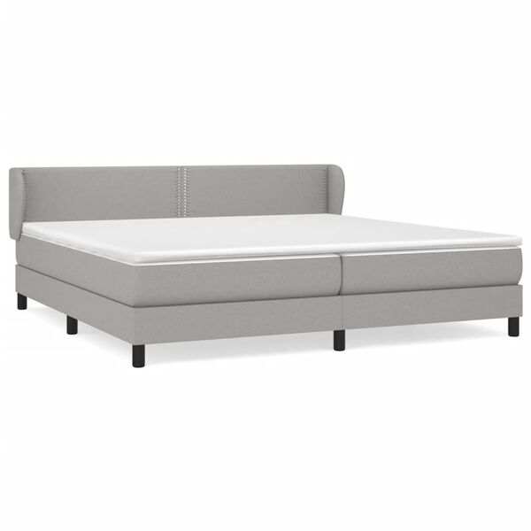 vidaXL Sommier &agrave; lattes de lit avec matelas Gris clair 200x200cm Tissu