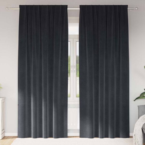 vidaXL Rideaux occultants 2 pcs Gris fonc&eacute; 140 x 260 cm Velours