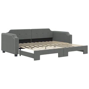 vidaXL Lit de jour avec gigogne sans matelas gris fonc&eacute; 90x190 cm