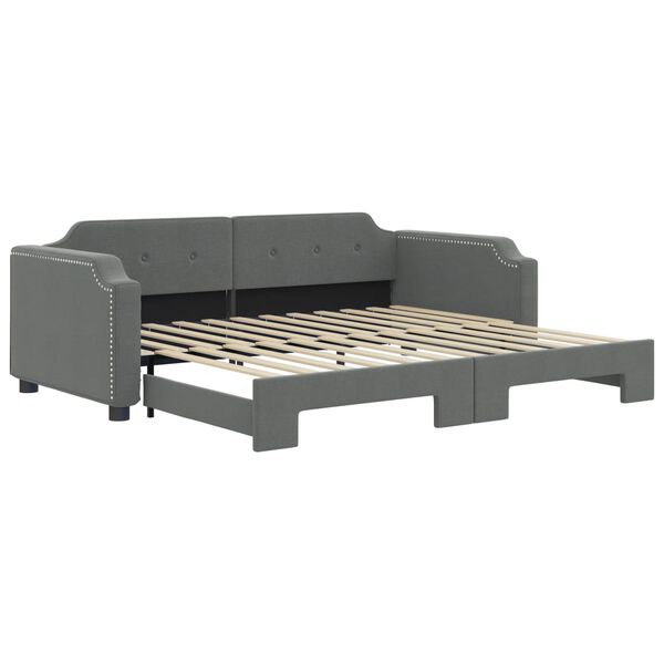 vidaXL Lit de jour avec gigogne sans matelas gris fonc&eacute; 90x190 cm