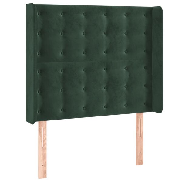 vidaXL T&ecirc;te de lit &agrave; LED Vert fonc&eacute; 93x16x118/128 cm Velours