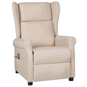 vidaXL Fauteuil de massage Cr&egrave;me Tissu