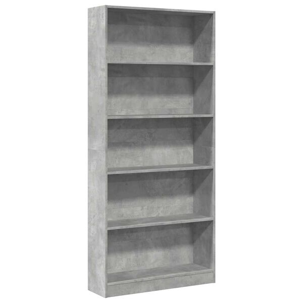 vidaXL Biblioth&egrave;que gris b&eacute;ton 80x24x176 cm bois d'ing&eacute;nierie