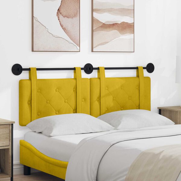 vidaXL T&ecirc;te de lit suspendue Jaune 150 x 55 x 5 cm Velours