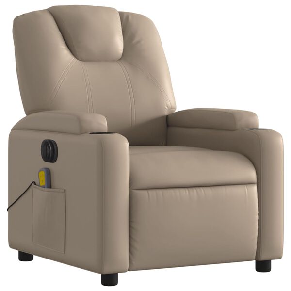 vidaXL Fauteuil de massage inclinable &eacute;lectrique cappuccino similicuir