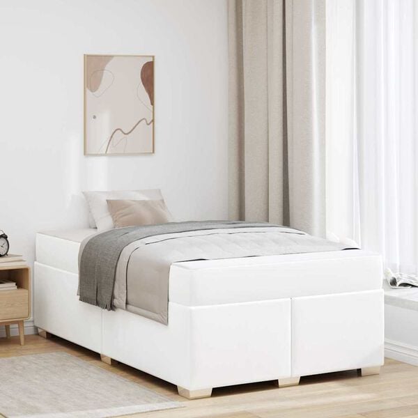 vidaXL Cadre de lit avec matelas Blanc 120 x 200 cm tissu