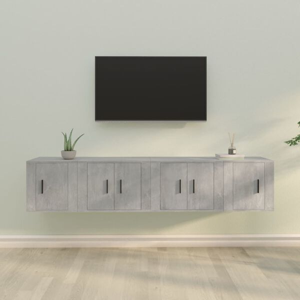 vidaXL Ensemble de meubles TV 4 pcs Gris b&eacute;ton Bois d'ing&eacute;nierie