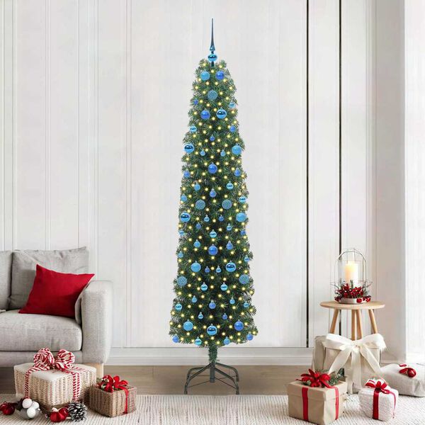 vidaXL Sapin de No&euml;l artificiel Vert 210 cm PVC et acier et plastique