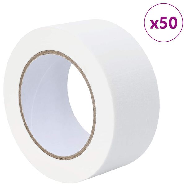 vidaXL Rubans de masquage pour peintre 50 pcs Blanc 50 mm x 50 m