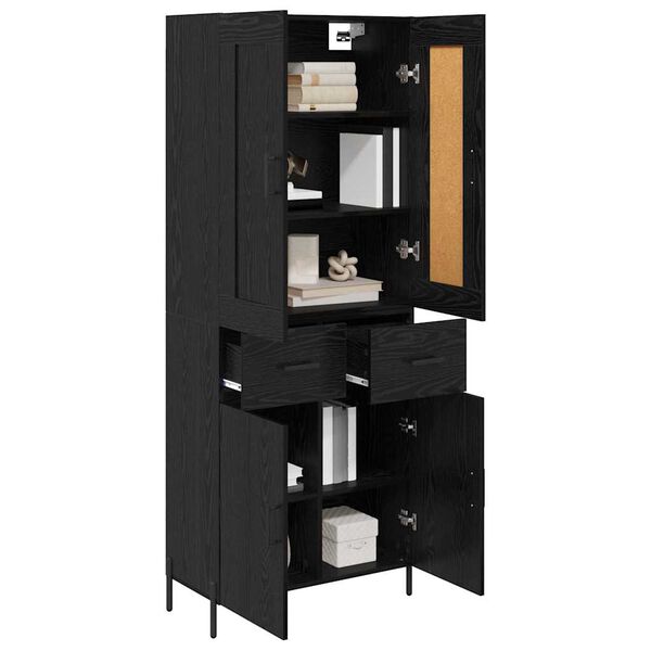 vidaXL Haut Armoire avec tiroir 2 pcs Ch&ecirc;ne noir Bois d'ing&eacute;nierie