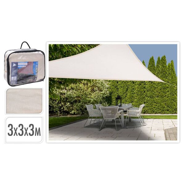 ProGarden Toile d'ombrage 3x3x3 m cr&egrave;me triangulaire