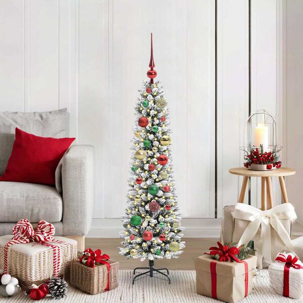 vidaXL Sapin de No&euml;l artificiel Blanc 120 cm PVC, m&eacute;tal et plastique