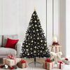 vidaXL Sapin de No&euml;l artificiel pr&eacute;-&eacute;clair&eacute; Noir 180 cm PVC