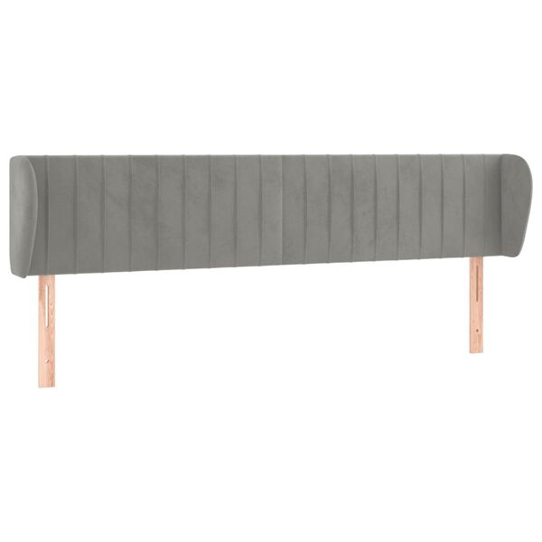 vidaXL T&ecirc;te de lit avec oreilles Gris clair 163x23x78/88 cm Velours